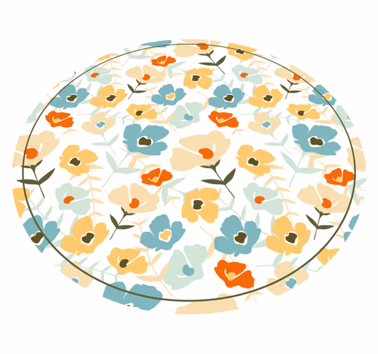 Tapis vinyle nature fleurs forme ronde - TenStickers