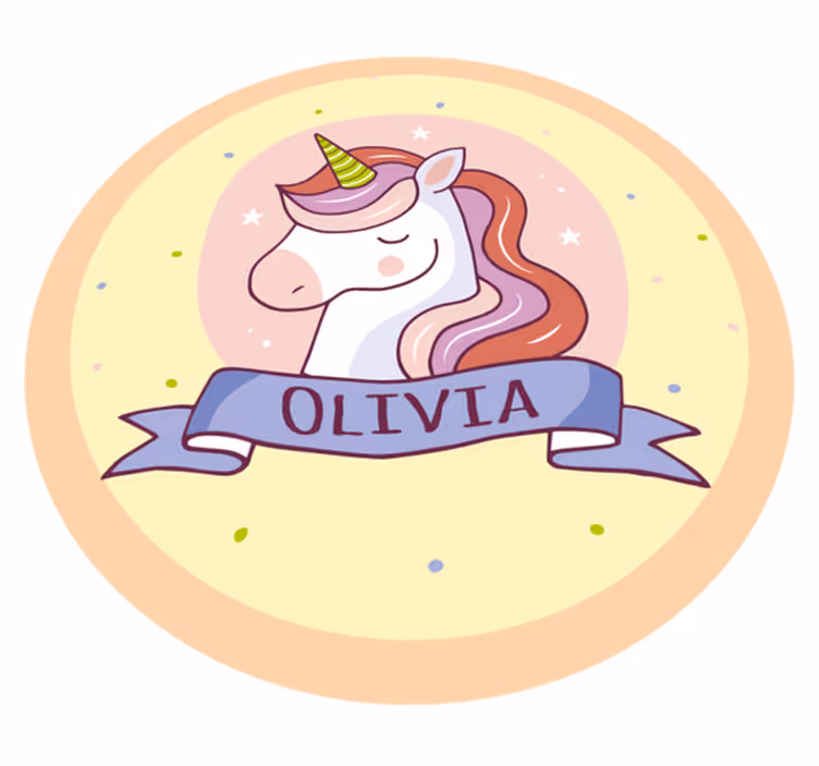 Tapis vinyle rond licorne personnalisable  - TenStickers
