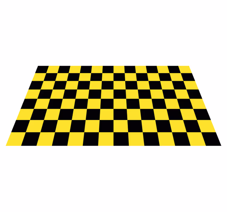 Tapis vinyle géométrique damier jaune et noir - TenStickers