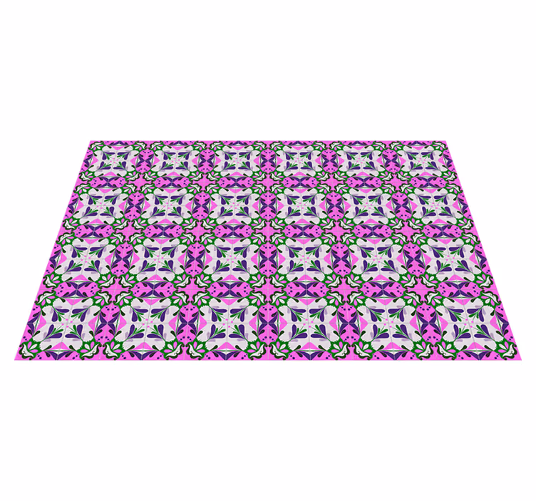 Tapis vinyle rétro carrelage hydraulique rose - TenStickers