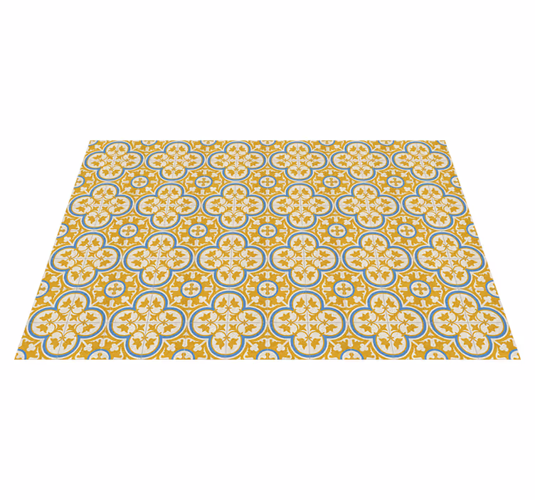 Tapis vinyle rétro carrelage hydraulique jaune - TenStickers