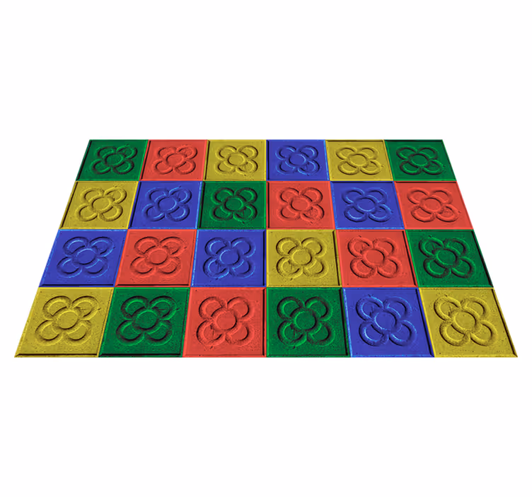 Tapis vinyle salon carreaux couleurs pop art - TenStickers