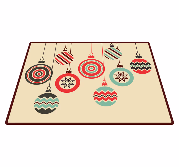 Tapis vinyle entrée Noël boules suspendues - TenStickers
