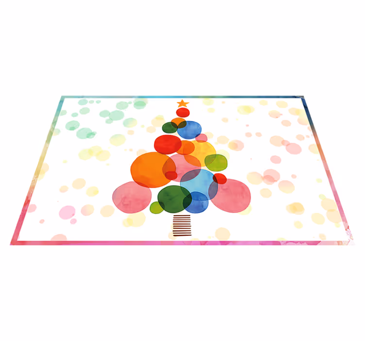 Tapis vinyle entrée Noël sapin bulles de couleurs - TenStickers