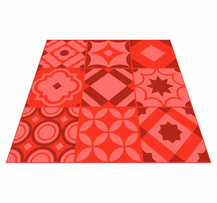 Tapis vinyle cuisine carreaux rouges - TenStickers