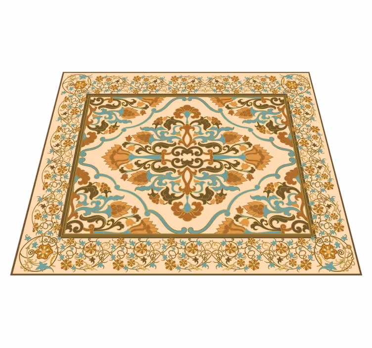 Tapis vinyle salle à manger motif mandala beige - TenStickers