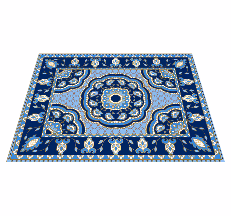 Tapis vinyle salle à manger bleu oriental - TenStickers