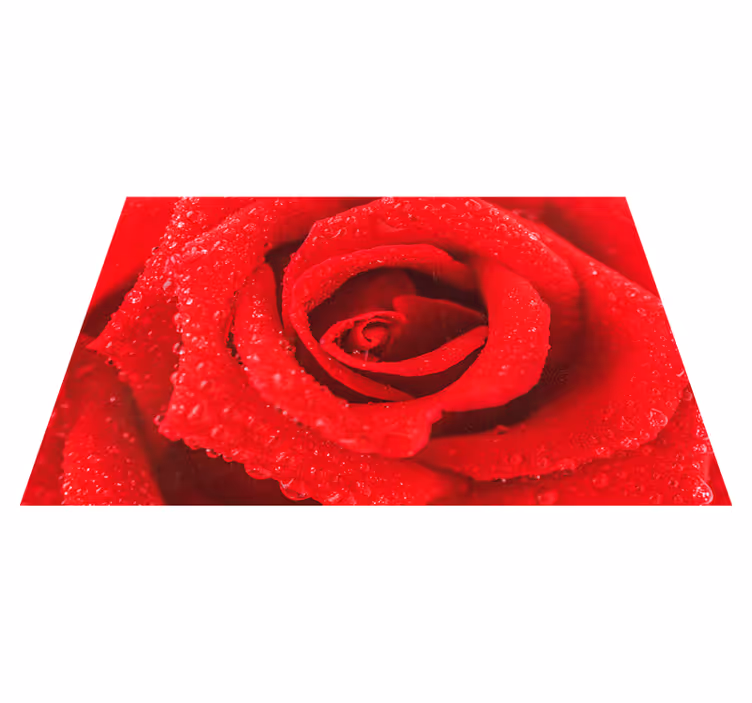 Tapis vinyle rouge avec une rose - TenStickers