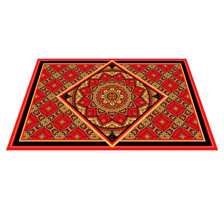 Tapis vinyle rouge design classique ornemental - TenStickers