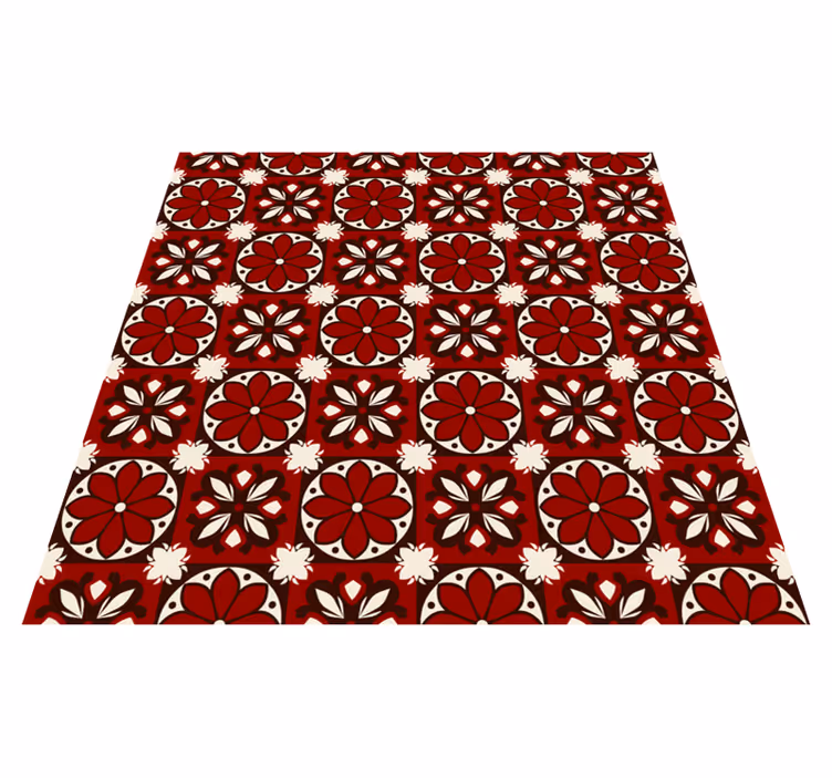 Tapis vinyle rouge modèle de carrelage vintage - TenStickers
