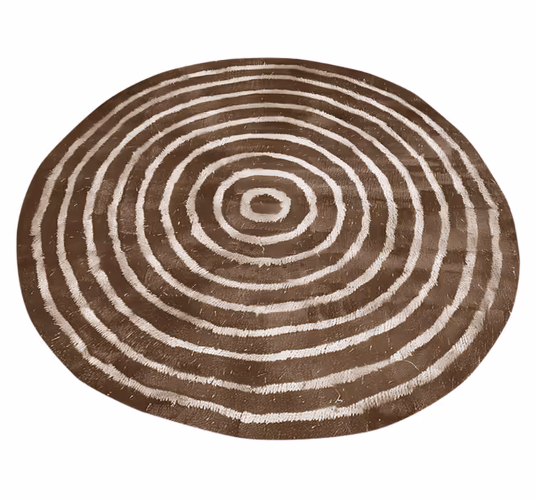 Tapis vinyle salon motifs blanc et marron cercles - TenStickers