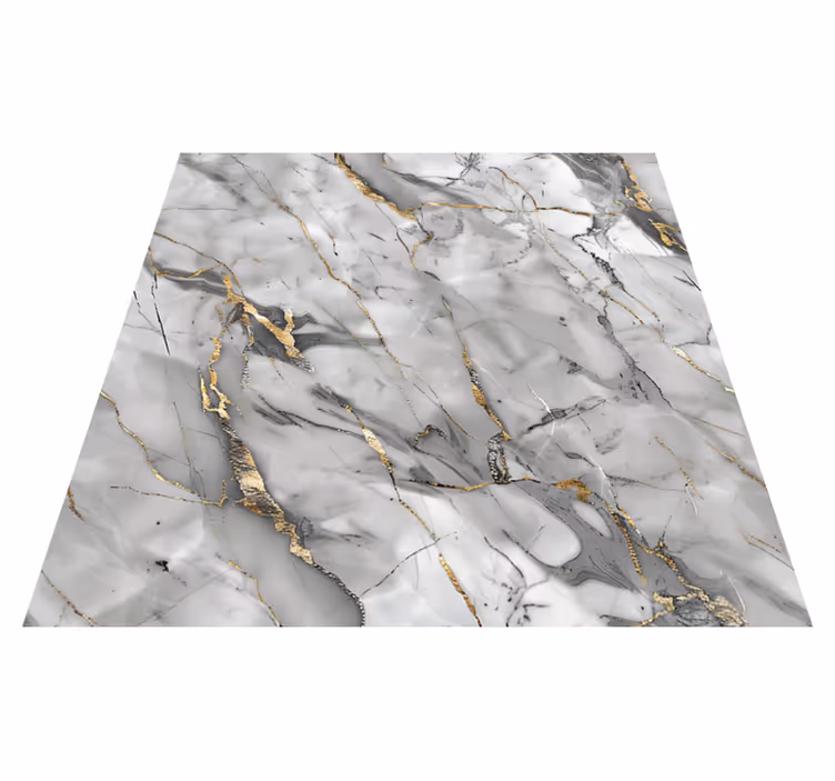 Tapis vinyle marbre gris et or - TenStickers