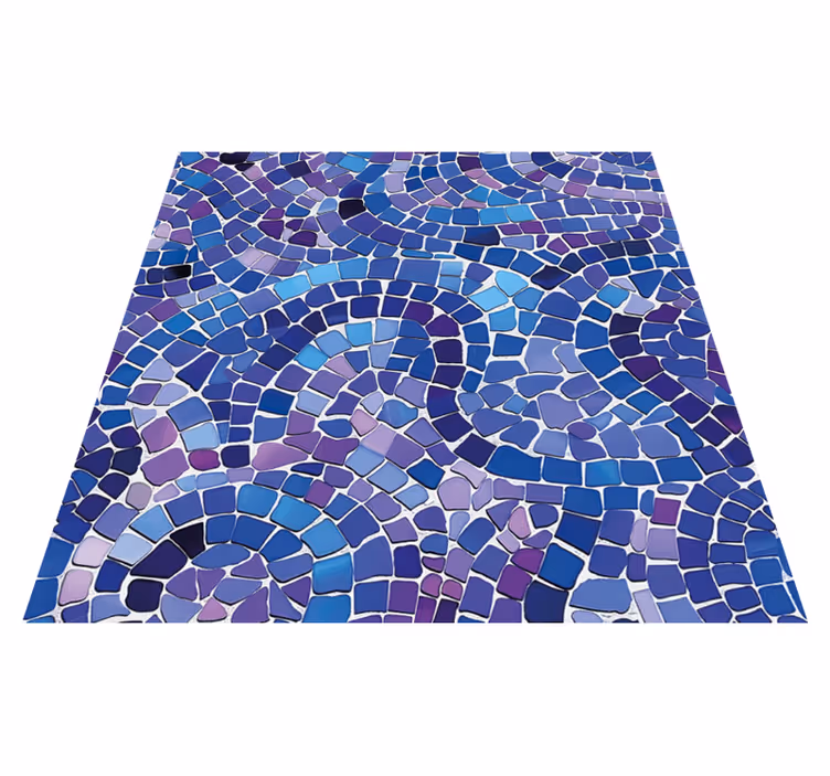 Tapis vinyle bleu imitation mosaïque - TenStickers