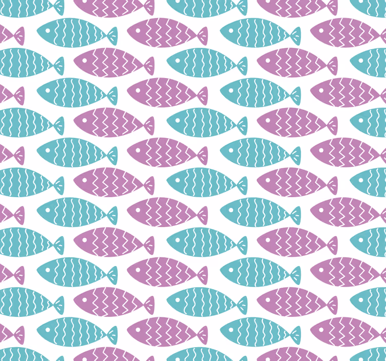 Papier peint chambre bébé motif de poisson géométrique - TenStickers