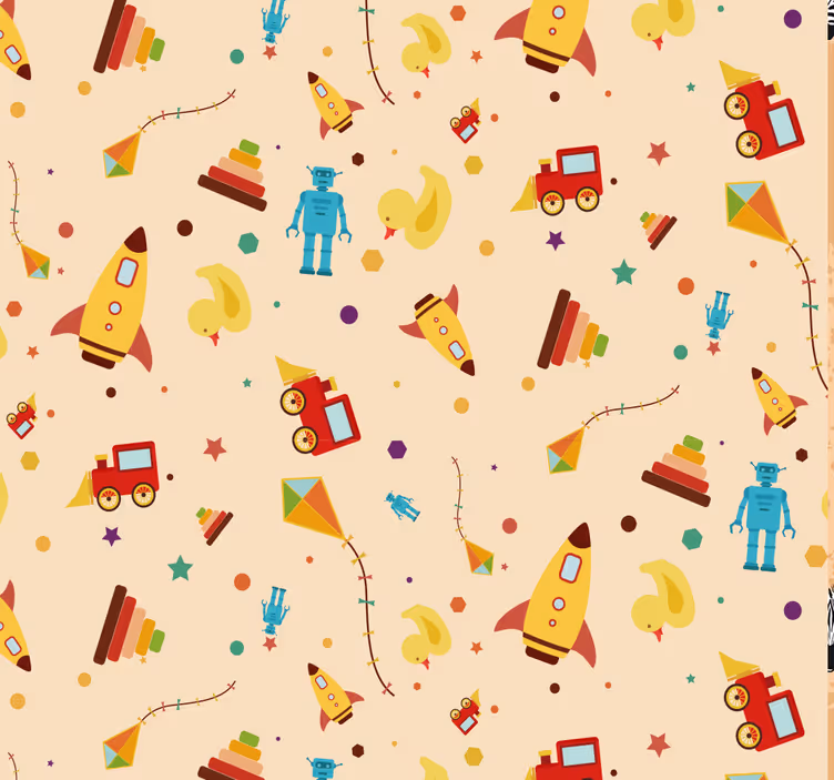 Papier peint chambre bébé robots-fusées ludiques - TenStickers