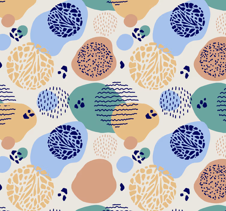 Papier peint formes géometriques motifs rétro circulaires - TenStickers
