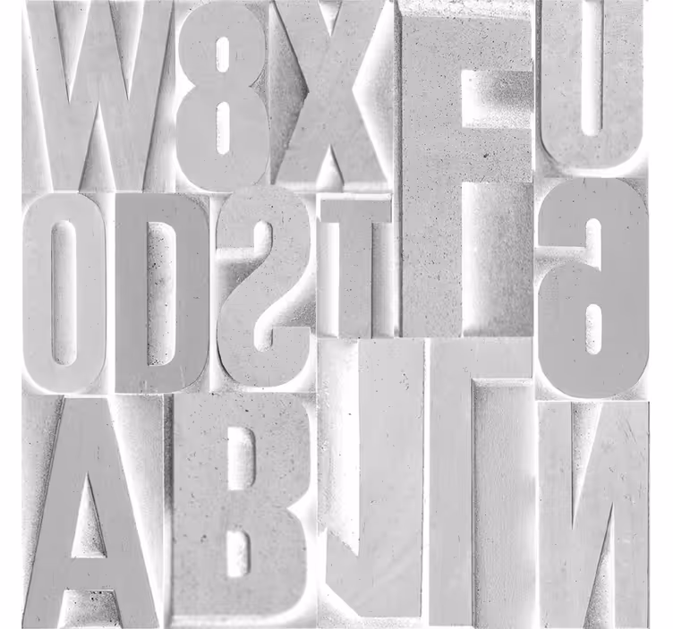 Papier peint texte lettres grises 3d - TenStickers