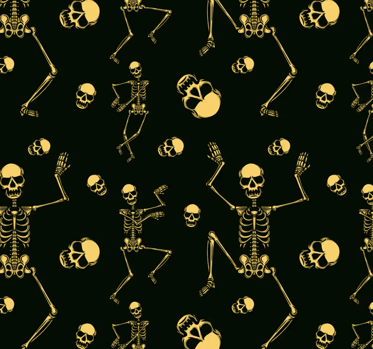 Papier peint halloween conception de squelettes noirs - TenStickers