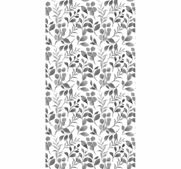 Papier peint feuillage motif gris sur fond blanc - TenStickers