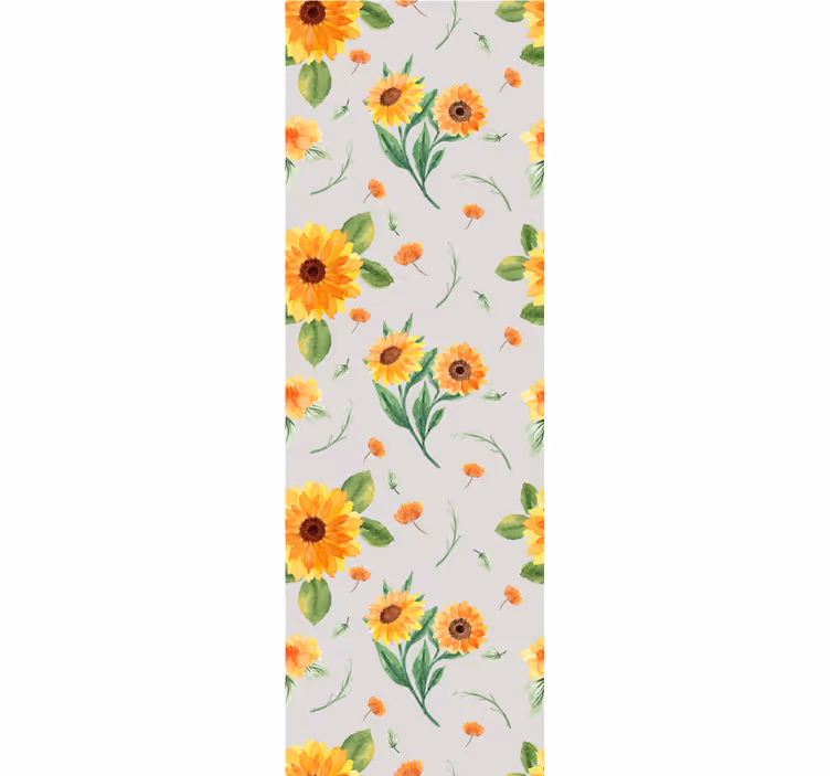 Papier peint floral motif tournesol gris - TenStickers