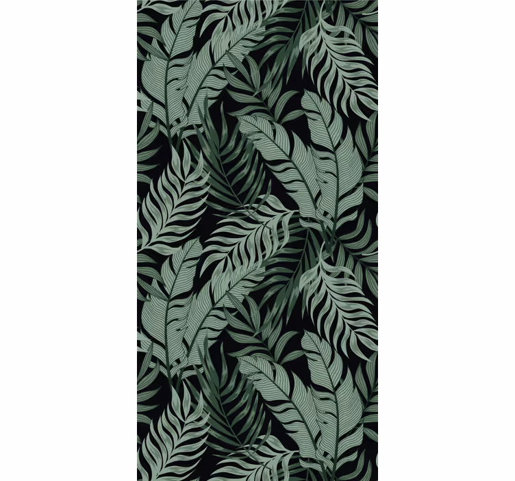 Papier peint jungle fond noir tropical feuillu - TenStickers