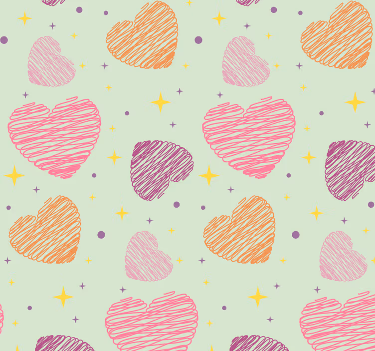 Papier peint chambre ado motif de coeur coloré - TenStickers