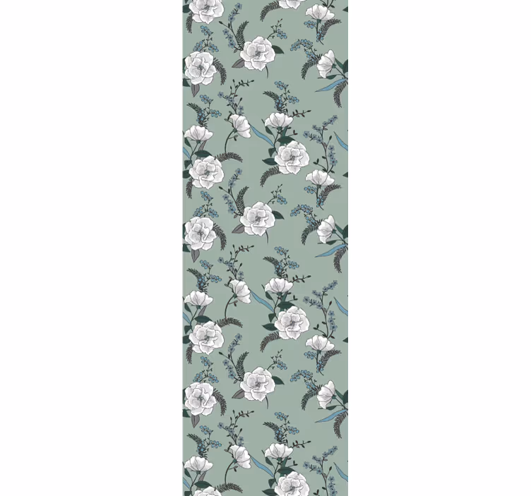 Papier peint floral élégant motif fleuri vert - TenStickers