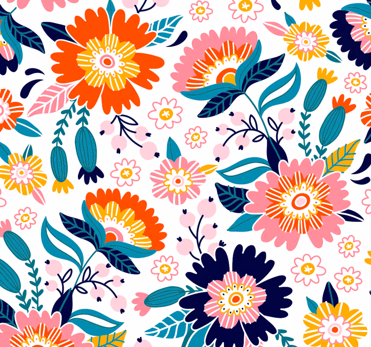 Papier peint floral motif floral coloré - TenStickers