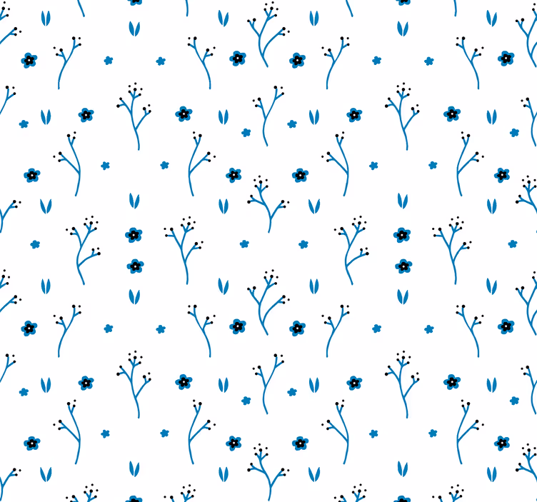 Papier peint floral designs bleus - TenStickers
