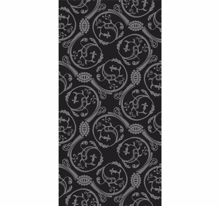 Papier peint fleuri éléments noirs élégants - TenStickers