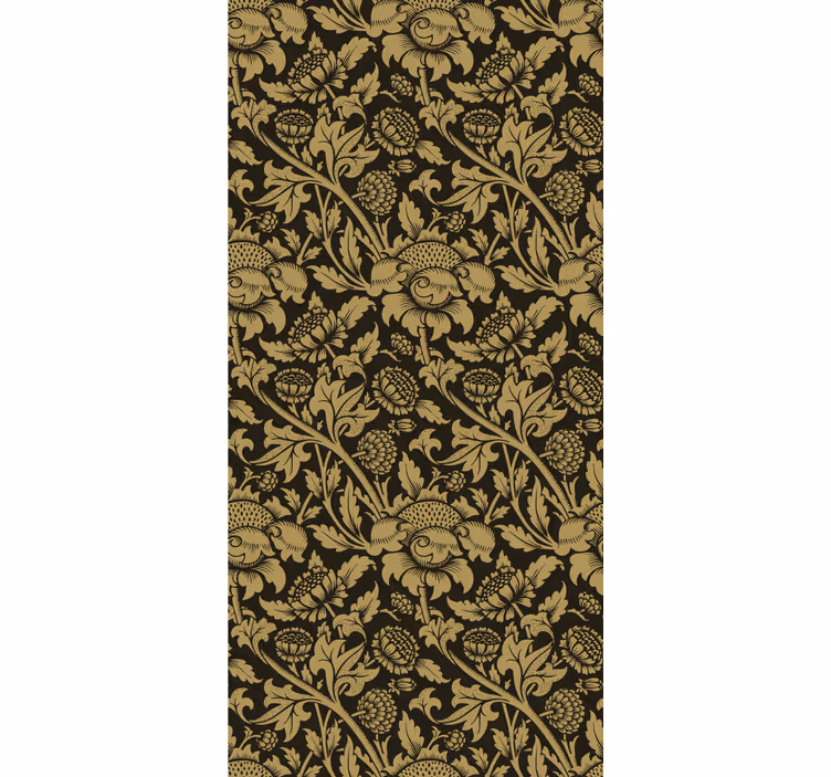 Papier peint fleuri thème de la verdure dorée - TenStickers