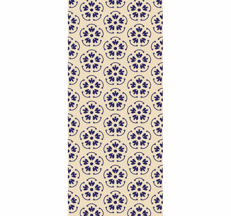Papier peint fleuri motifs bleus ronds - TenStickers