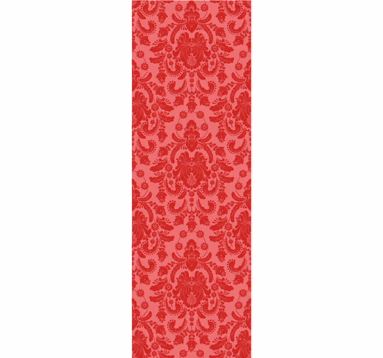 Papier peint classique damas floral rouge - TenStickers