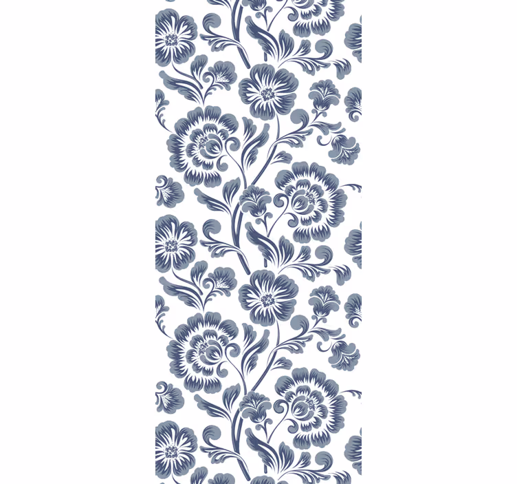 Papier peint fleuri imprimé élégant bleu marine - TenStickers