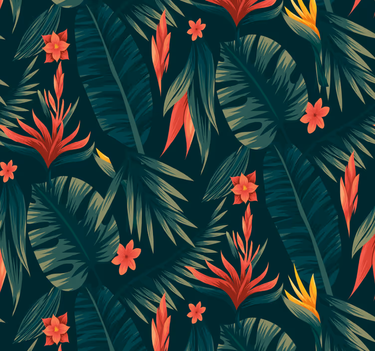 Papier peint jungle exposition florale tropicale - TenStickers