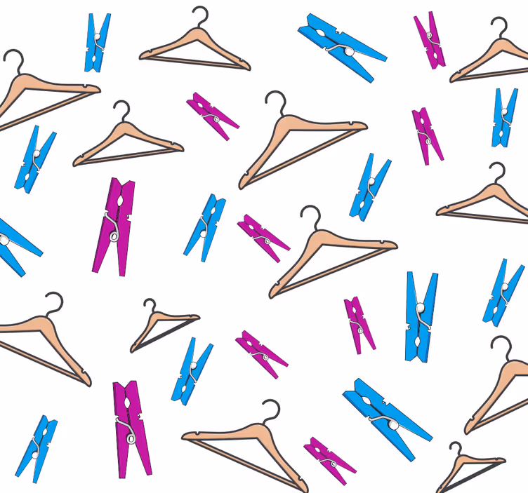 Papier peint rayé vêtements et cintres - TenStickers
