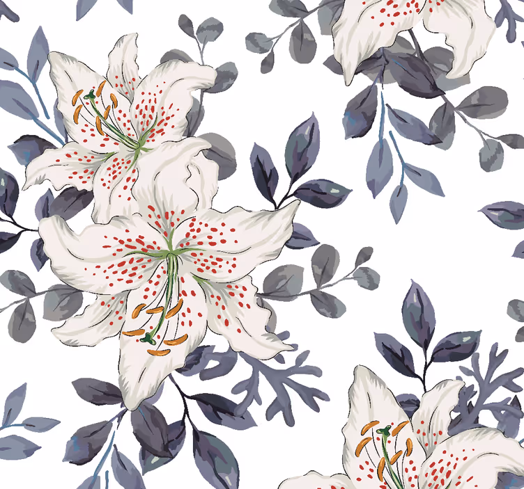 Papier peint floral lys blancs floraux - TenStickers