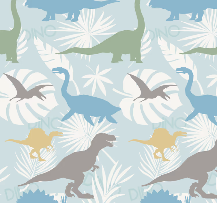 Papier peint dinosaures motif de couleur pastel - TenStickers
