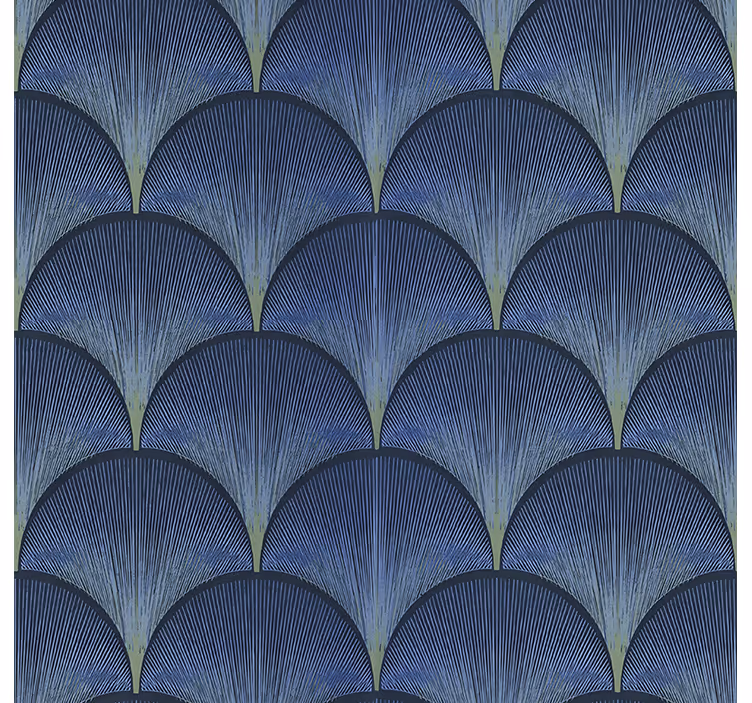 Papier peint vintage éventails bleus art déco des années 1920 - TenStickers