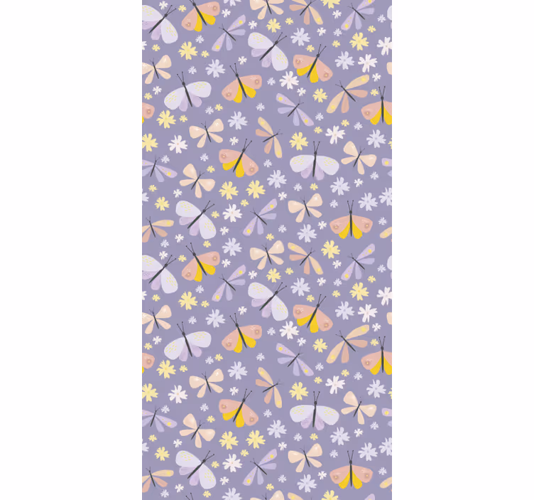 Papier peint papillons fleurs violettes élégantes - TenStickers