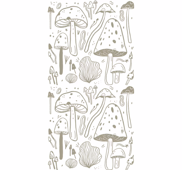 Papier peint nature motif champignons beiges - TenStickers