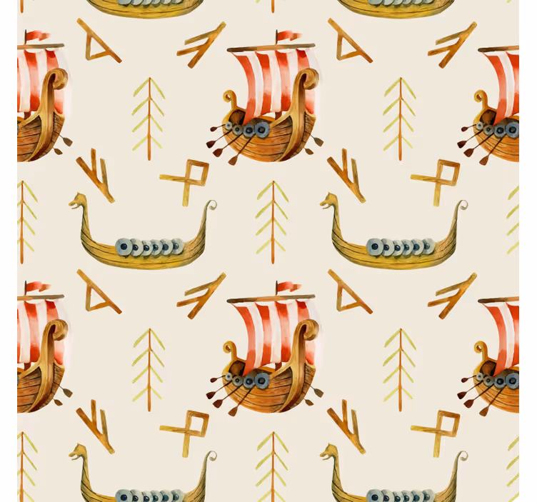 Papier peint nature motif bateau viking - TenStickers