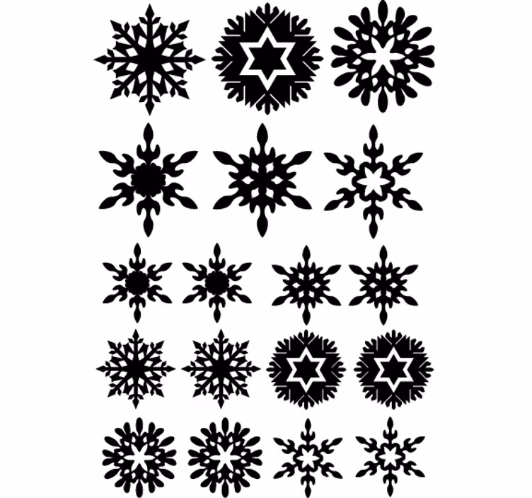 Papier peint de noël flocons de neige noirs - TenStickers