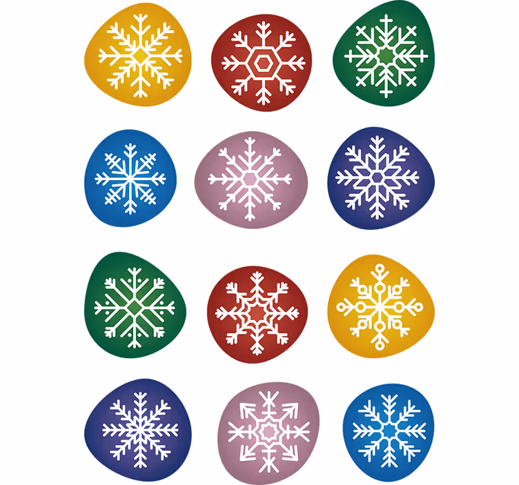 Papier peint de noël flocons de neige colorés - TenStickers
