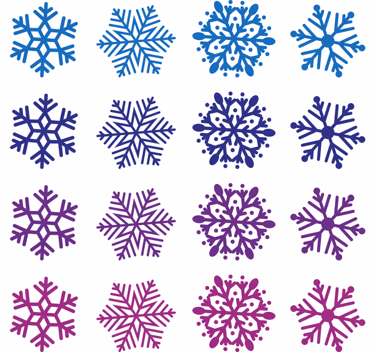 Papier peint de noël flocons violets et bleus - TenStickers