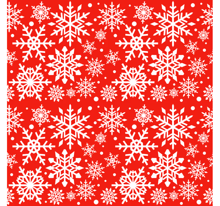 Papier peint de noël flocons de neige rouges - TenStickers
