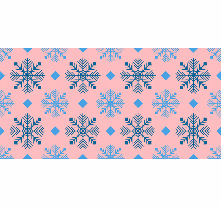 Papier peint de noël motif flocons rose et bleu - TenStickers