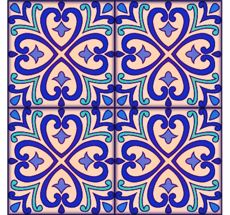 Papier peint carrelage fleurs de talavera - TenStickers