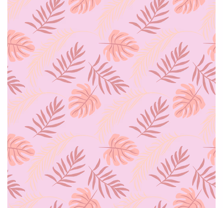 Papier peint chambre design feuilles tropicales roses - TenStickers