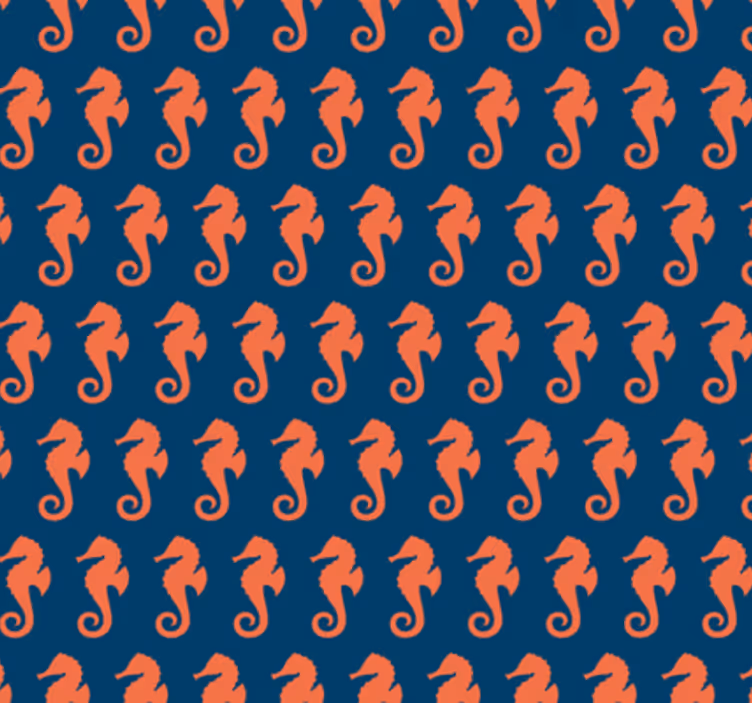 Papier peint chambre motif orange hippocampe - TenStickers